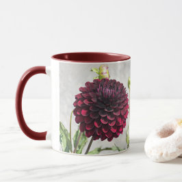 ダークレッドダリア開花フローラマグ マグカップ