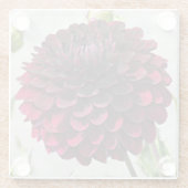 ダークレッドダリア開花フローラ ガラスコースター (裏面)