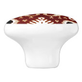 ダークレッドチューペブラウンブラックイカットトライバルアートパターン セラミックノブ (側面)