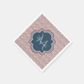 ダークレッドデコホタテNavy Blueモノグラム名 スタンダードカクテルナプキン (角)