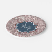 ダークレッドデコホタテNavy Blueモノグラム名 ペーパープレート (アングル)