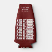 ダークレッドトレンディーボホパーソナライズされたメイド・オブ・オーナー（花嫁付き添い人） ボトルクーラー (正面)