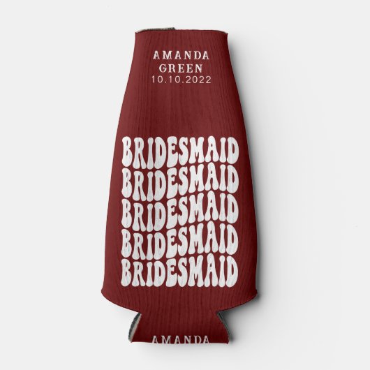 ダークレッドトレンディーボホレトロブライアッパーソナライズされたズメイド ボトルクーラー (正面)