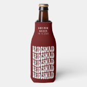 ダークレッドトレンディーボホレトロブライアッパーソナライズされたズメイド ボトルクーラー (ボトル正面)