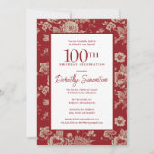 ダークレッドトワールフローラ100thバースデーパーティー秋 招待状 (正面)