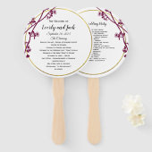 ダークレッドバイオレットパープルワイルドフラワー結婚式 プログラム ハンドファン (正面&裏面)