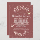 ダークレッドバタフライ&フラワーリハーサルディナー 招待状 (正面/裏面)