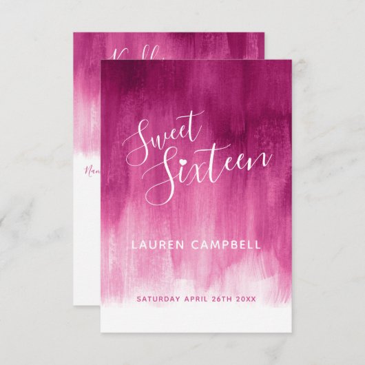 ダークレッドピンク抽象芸術アート甘い16 RSVPカード (正面/裏面)