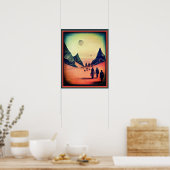 ダークレッドファンタジーエイリアン砂漠 ポスター (キッチン)