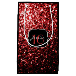 ダークレッドフェイクグリッタースパークラスグラマー甘い16 スモールペーパーバッグ