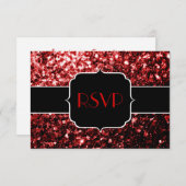 ダークレッドフェイクグリッタースパークラスグラマー甘い16 出欠カード (正面/裏面)