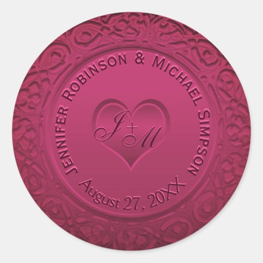 ダークレッドフェイクフォイル丸シール ラウンドシール (正面)