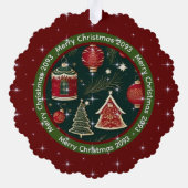ダークレッドフォレストグリーンパーソナライズされたメリークリスマス オーナメントカード (裏面)