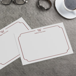 ダークレッドフォーマルシック家族モノグラムフレ華美ーム ノートカード