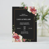 ダークレッドフラワー結婚式招待状 招待状 (スタンド正面)