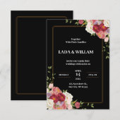 ダークレッドフラワー結婚式招待状 招待状 (正面/裏面)