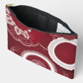 ダークレッドフローラAIアート アクセサリーポーチ (見開き)