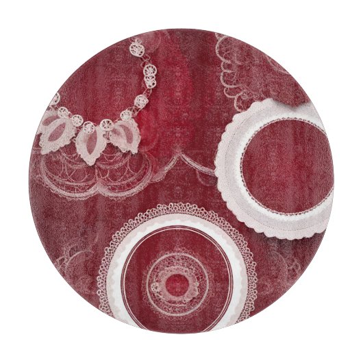 ダークレッドフローラAIアート カッティングボード (正面)