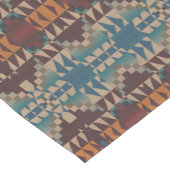 ダークレッドブラウンティール(緑がかった色)ブルーラストオレンジトライバルアート ショートテーブルランナー (コーナー)