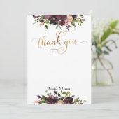 ダークレッドブルゴーニュフローラ金ゴールドフラットサンキューカード サンキューカード (スタンド正面)