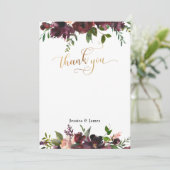 ダークレッドブルゴーニュフローラ金ゴールドフラットサンキューカード サンキューカード (スタンド正面)