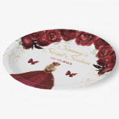 ダークレッドブロンドヘアプリンセスSweet sixteen ペーパープレート (アングル)