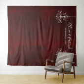 ダークレッドホワイトシャンデリア ウェディングフォトバックドロップ タペストリー (インサイチュ(横))