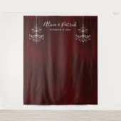 ダークレッドホワイトシャンデリア ウェディングフォトバックドロップ タペストリー (正面)