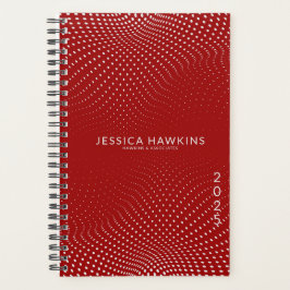 ダークレッドポップ・アートのドット年(週) プランナー手帳