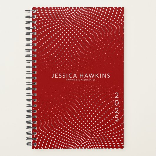 ダークレッドポップ・アートのドット年（週） プランナー手帳 (正面)