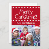 ダークレッドメリークリスマスフォトホリデーカード シーズンカード (正面/裏面)