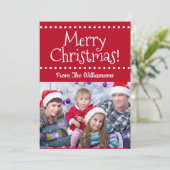 ダークレッドメリークリスマスフォトホリデーカード シーズンカード (スタンド正面)