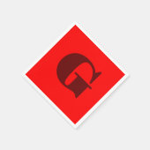 ダークレッドモダン文字モノグラム |赤 スタンダードカクテルナプキン (角)