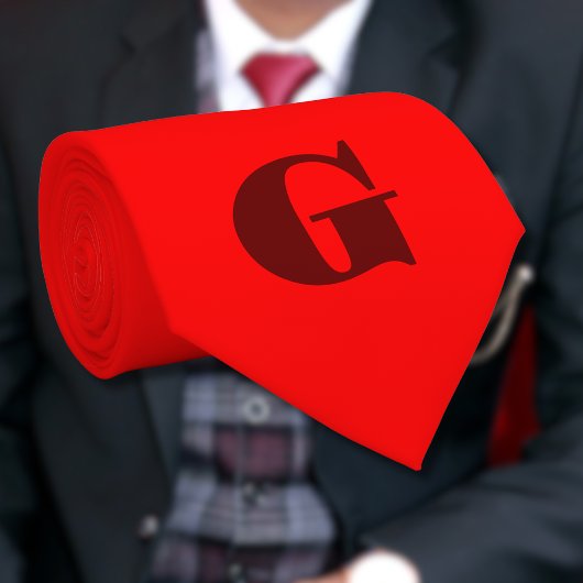 ダークレッドモダン文字モノグラム |赤 ネクタイ