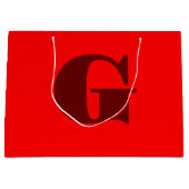 ダークレッドモダン文字モノグラム |赤 ラージペーパーバッグ (正面)