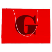 ダークレッドモダン文字モノグラム |赤 ラージペーパーバッグ (裏面)