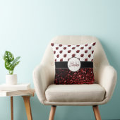 ダークレッドラディバグフェイクグリッタースパークルズモノグラム クッション (椅子)