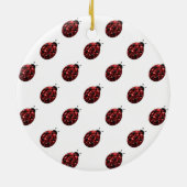 ダークレッドラディバグフェイクグリッタースパークルズモノグラム セラミックオーナメント (裏面)