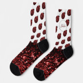 ダークレッドラディバグフェイクグリッタースパークルズモノグラム ソックス (左)