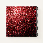 ダークレッドラディバグフェイクグリッタースパークルズモノグラム ノートブック (裏面)