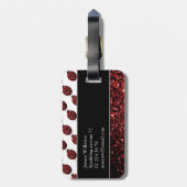 ダークレッドラディバグフェイクグリッタースパークルズモノグラム ラゲッジタグ (裏面縦)
