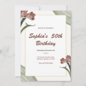 ダークレッドリリー誕生日招待状 招待状 (正面)