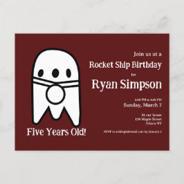 ダークレッドロケット船の誕生日パーティー ポストカード