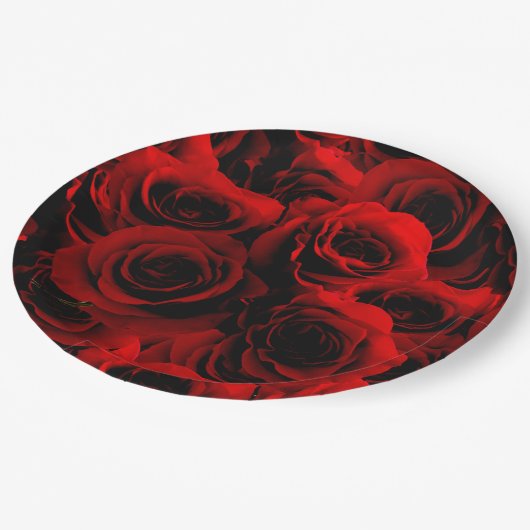ダークレッドローズフォーユープレート ペーパープレート (アングル)