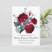 ダークレッドローズ結婚フローラ 招待状 (スタンド正面)