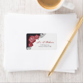 ダークレッドローズ結婚差出人住所ラベル ラベル (インサイチュ)