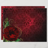 ダークレッドローズ&ダマススクレープブック紙 (正面/裏面)