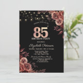 ダークレッドローゼストリングライツブラック85誕生日 招待状 (スタンド正面)
