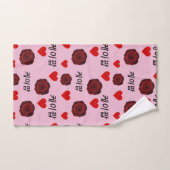 ダークレッドローゼスハートスケッチクポップスタイル케이팝ガールズ バスタオルセット (ハンドタオル)