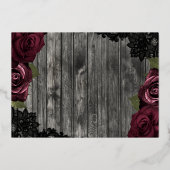 ダークレッドローゼズウッド&レース素朴ズ結婚 箔招待状 (裏面)